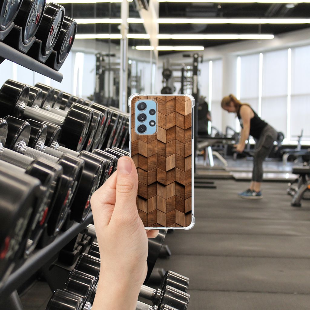 Stevig Telefoonhoesje voor Samsung Galaxy A73 Wooden Cubes