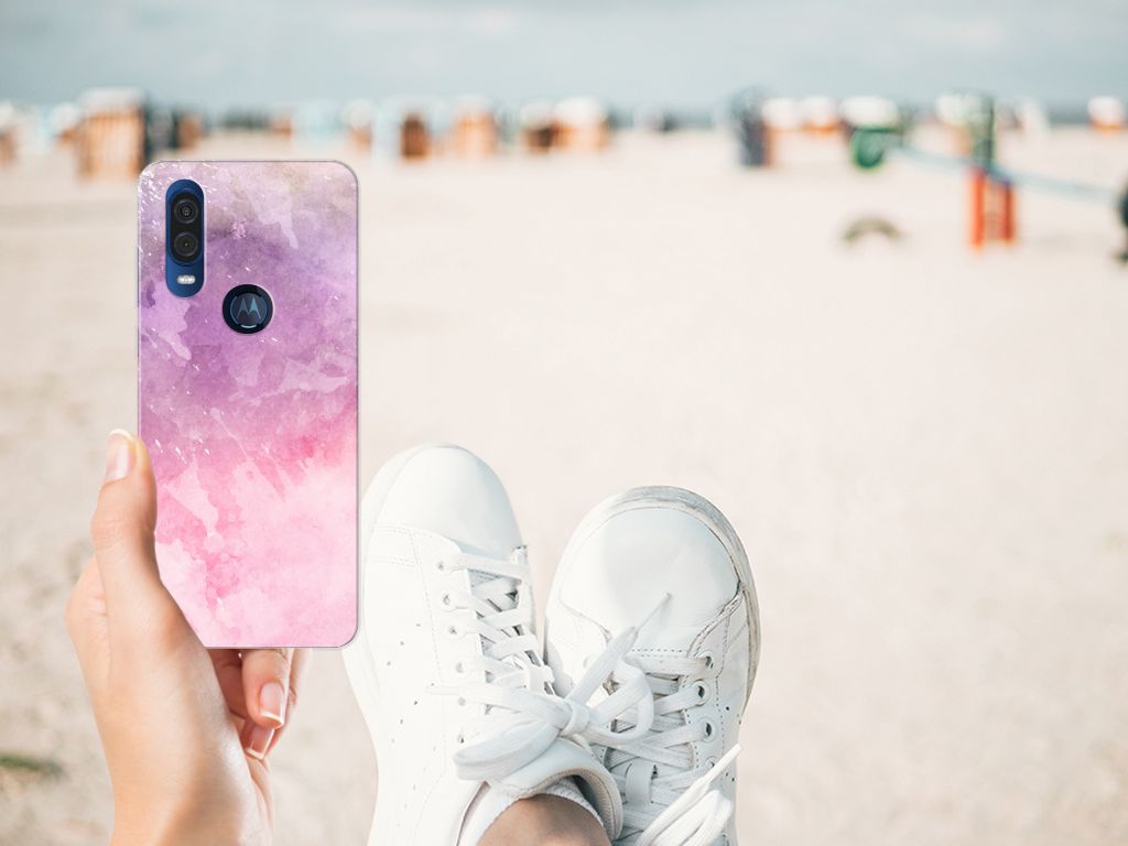 Hoesje maken Motorola One Vision Pink Purple Paint