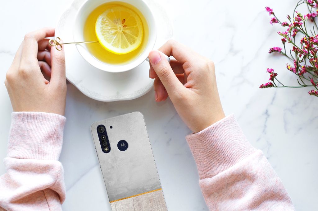 Motorola Moto G8 Power Lite Bumper Hoesje Wood Concrete B2C Telecom