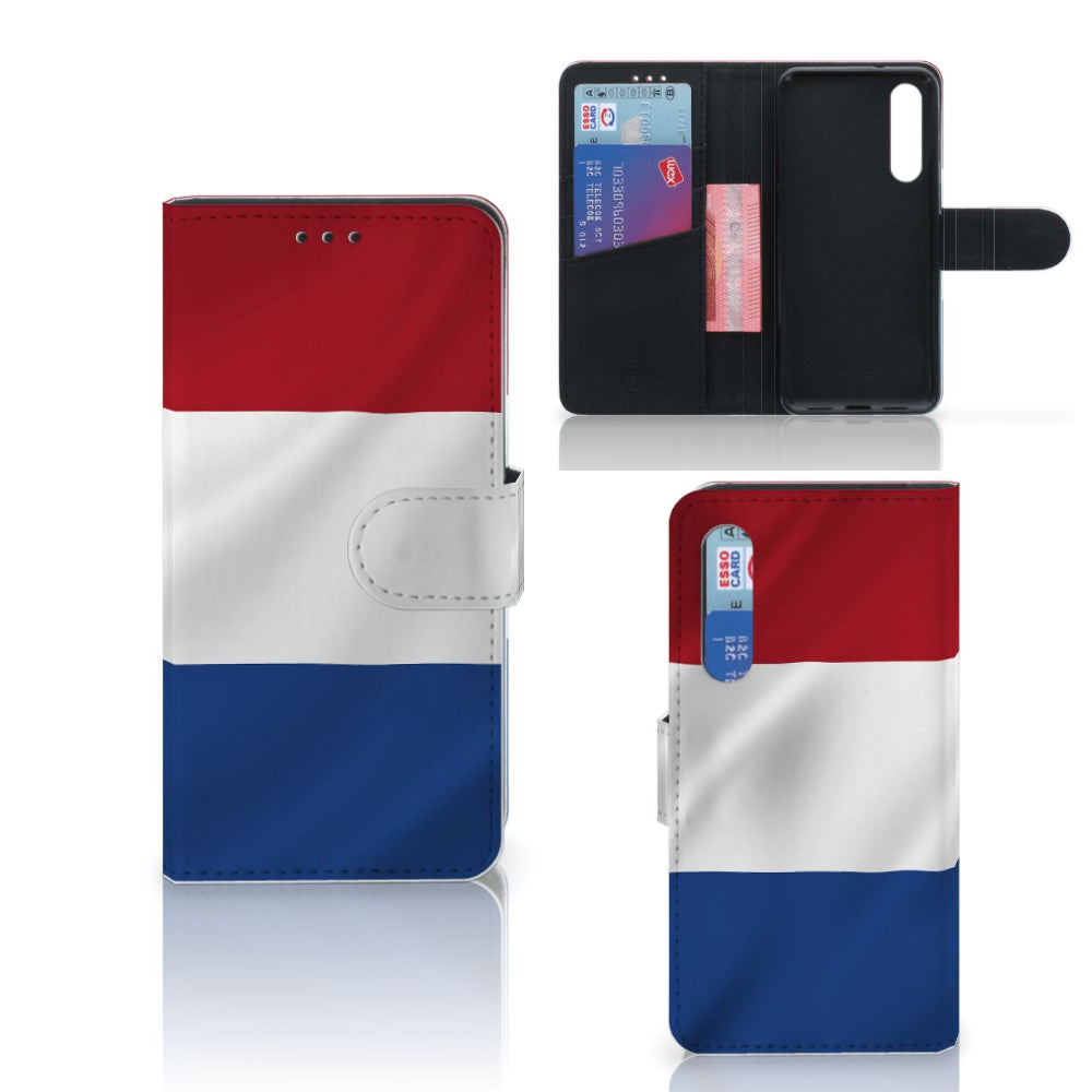 Xiaomi Mi 9 SE Bookstyle Case Nederlandse Vlag met pasjesvak en artistiek design van de Nederlandse vlag.