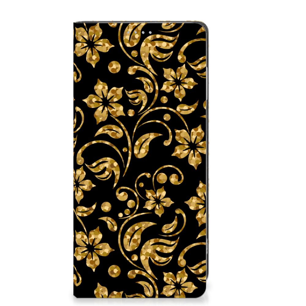 Motorola Moto G13 | G23 Smart Cover Gouden Bloemen