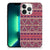 iPhone 13 Pro Max TPU bumper Aztec Paars met kleurrijk Aztec patroon en smartphone op achtergrond.
