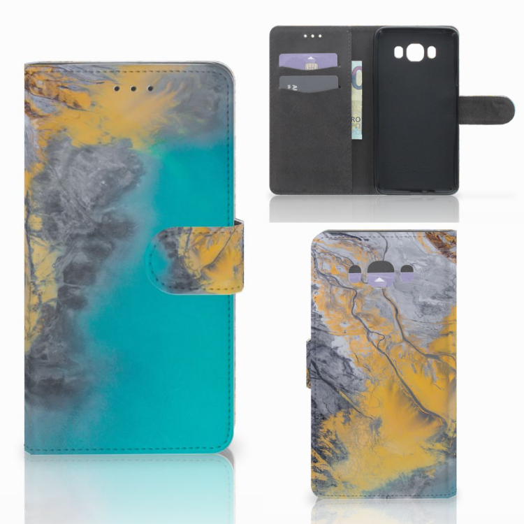 Samsung Galaxy J7 2016 Bookcase Marble Blue Gold