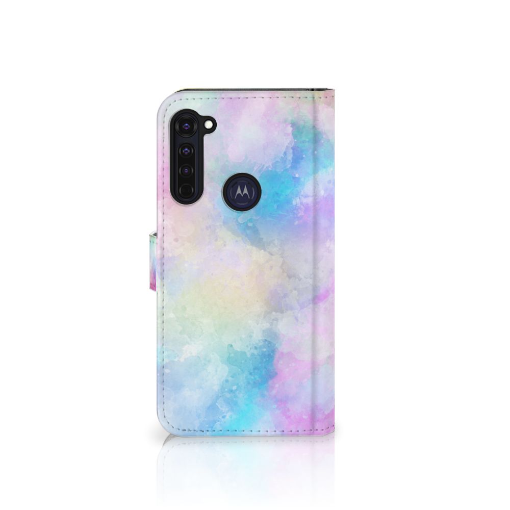 Hoesje Motorola Moto G Pro Watercolor Light met pastelkleuren en pasjeshouder, uniek design.