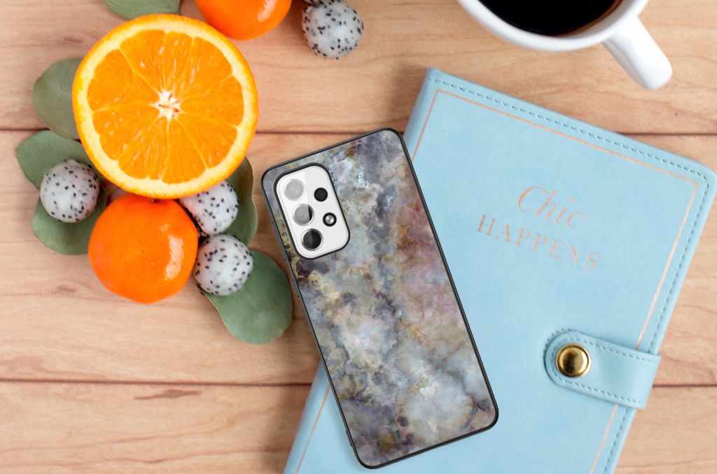 Samsung Galaxy A73 Marmeren Print Telefoonhoesje Marmer Grijs B2C Telecom