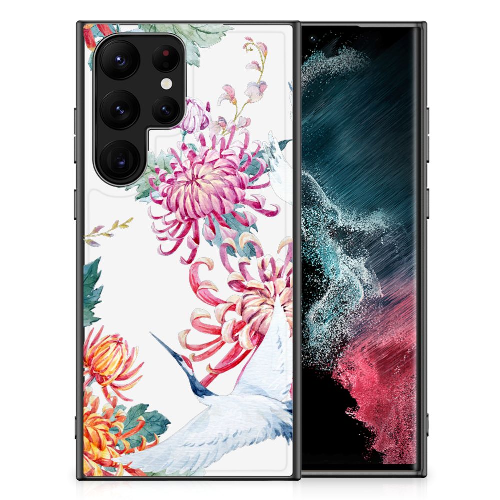 Samsung Galaxy S23 Ultra Dierenprint Telefoonhoesje Bird Flowers