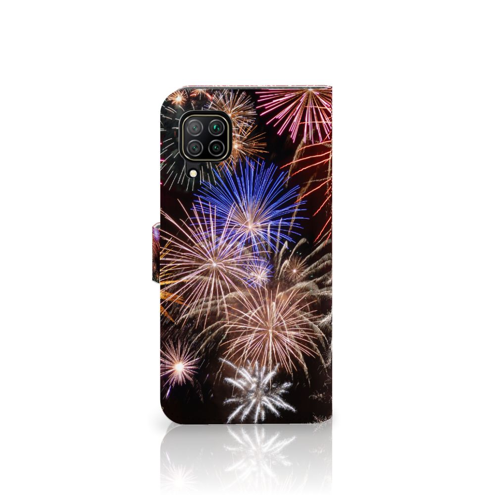 Huawei P40 Lite Wallet Case met Pasjes Vuurwerk