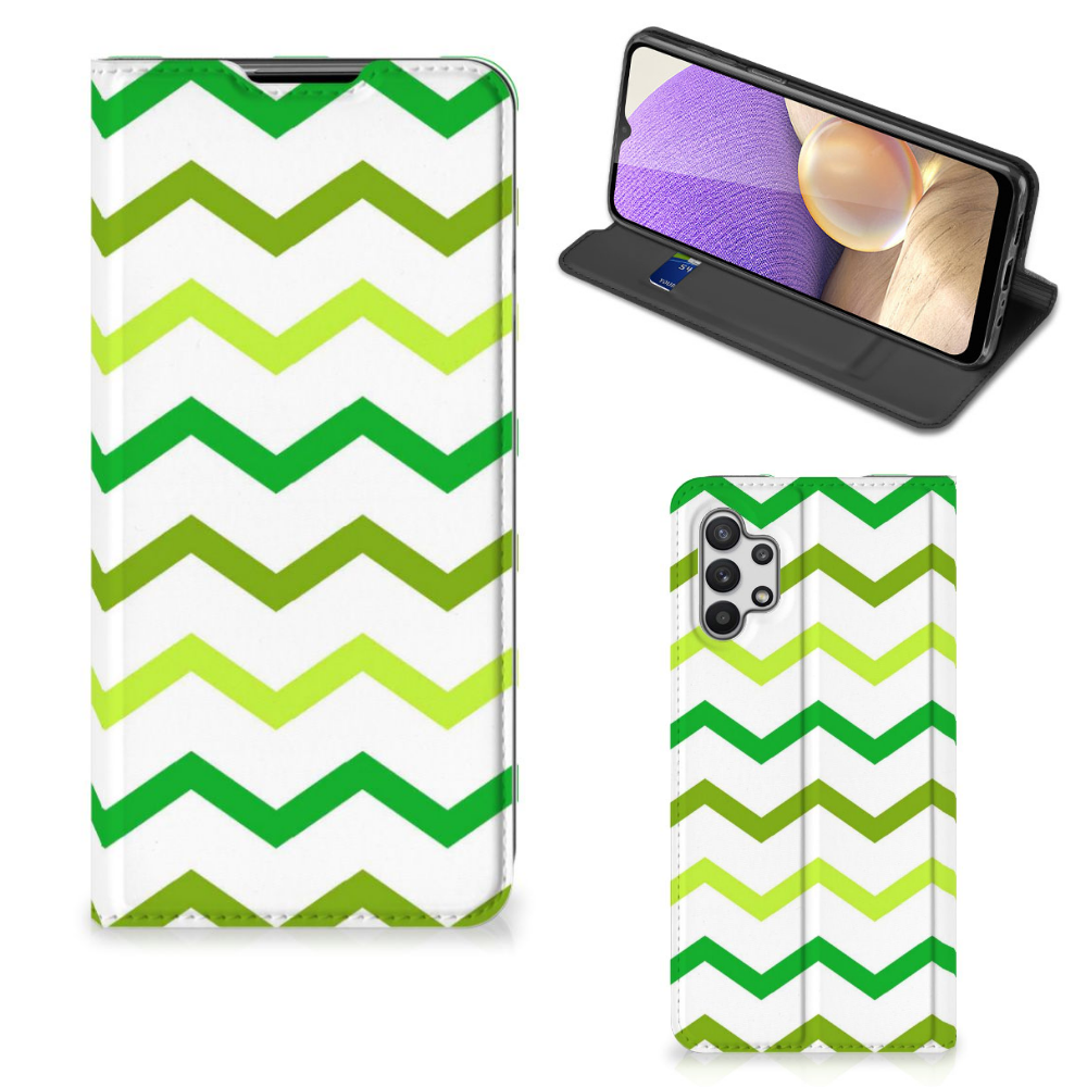 Samsung Galaxy A32 5G Hoesje met Magneet Zigzag Groen - B2C Telecom