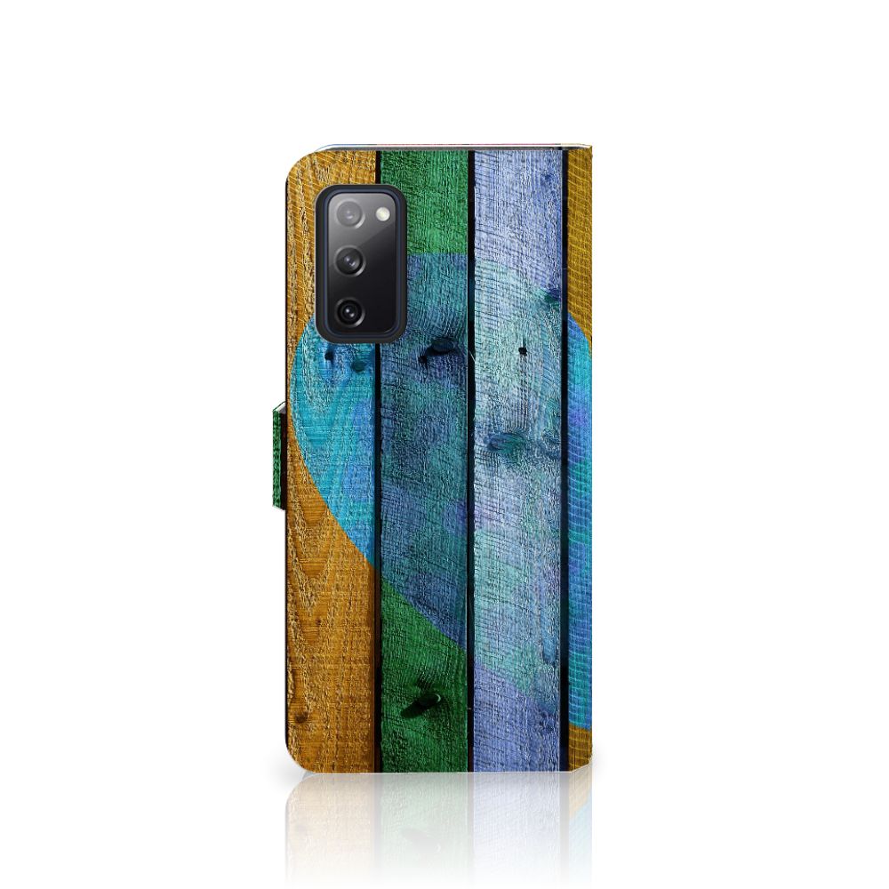Samsung Galaxy S20 FE Book Style Case Wood Heart - Cadeau voor je Vriend