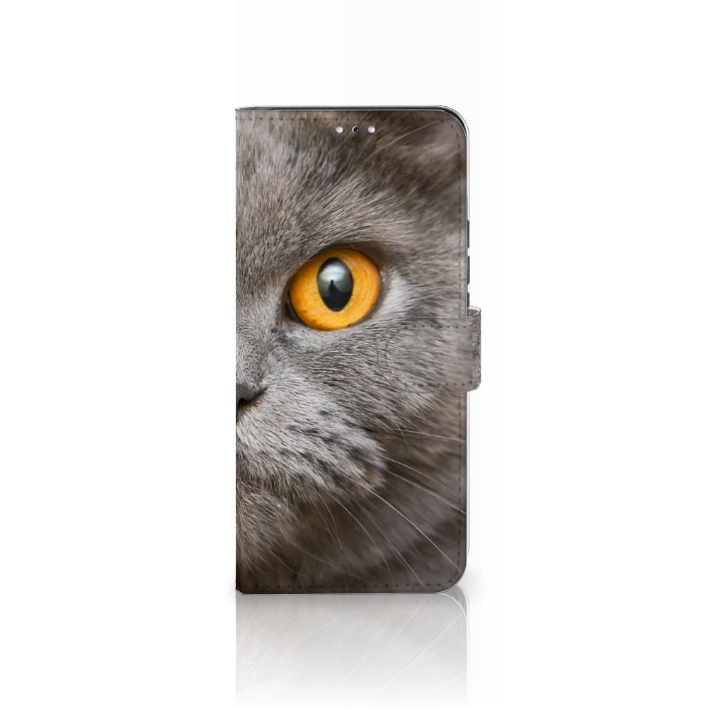 Telefoonhoesje met Pasjes Samsung Galaxy S22 Plus Britse Korthaar met indrukwekkende kattenblik.