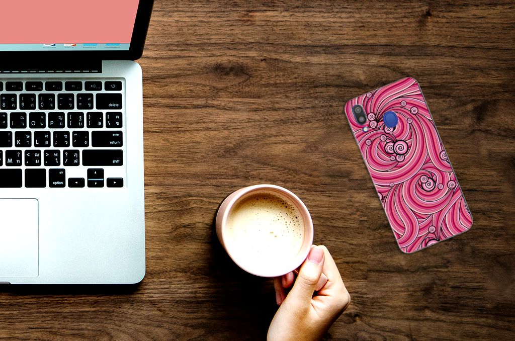 Samsung Galaxy M20 (Power) Hoesje maken Swirl Pink