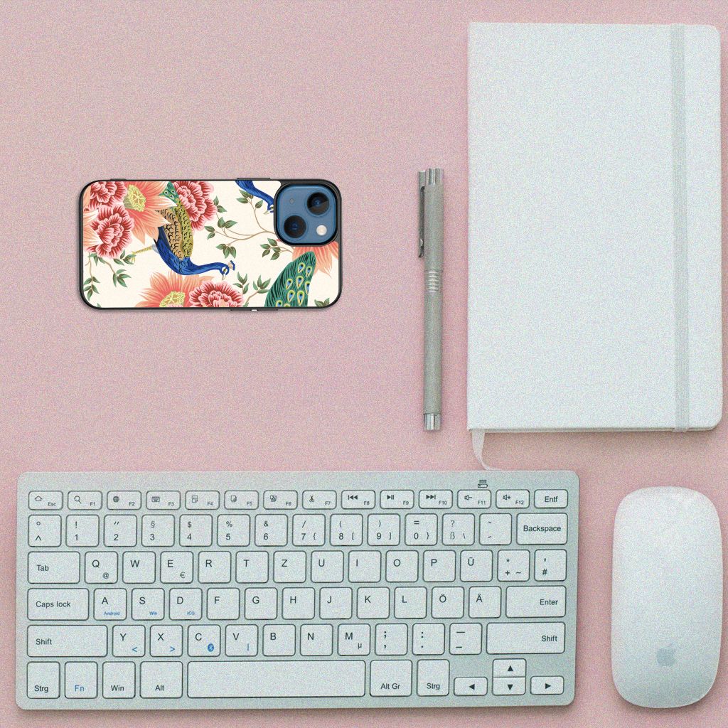 Dierenprint Telefoonhoesje voor Apple iPhone 13 mini Pink Peacock B2C Telecom
