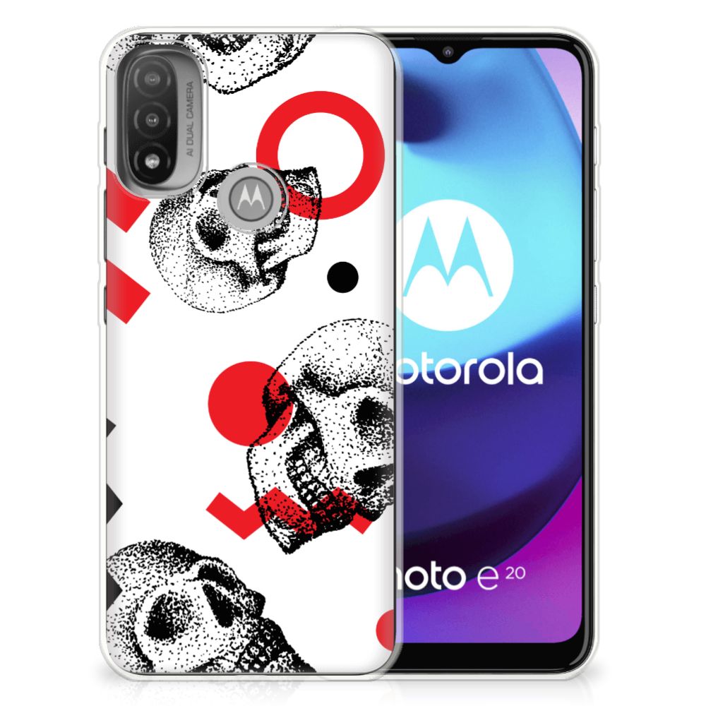 Silicone Back Case Motorola Moto E20 | E40 Skull Red