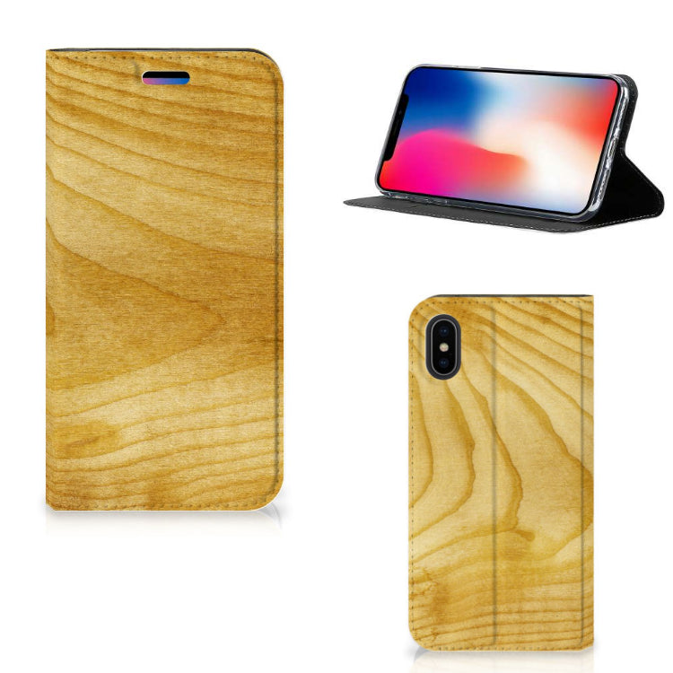 Apple iPhone X | Xs Book Wallet Case Licht Hout