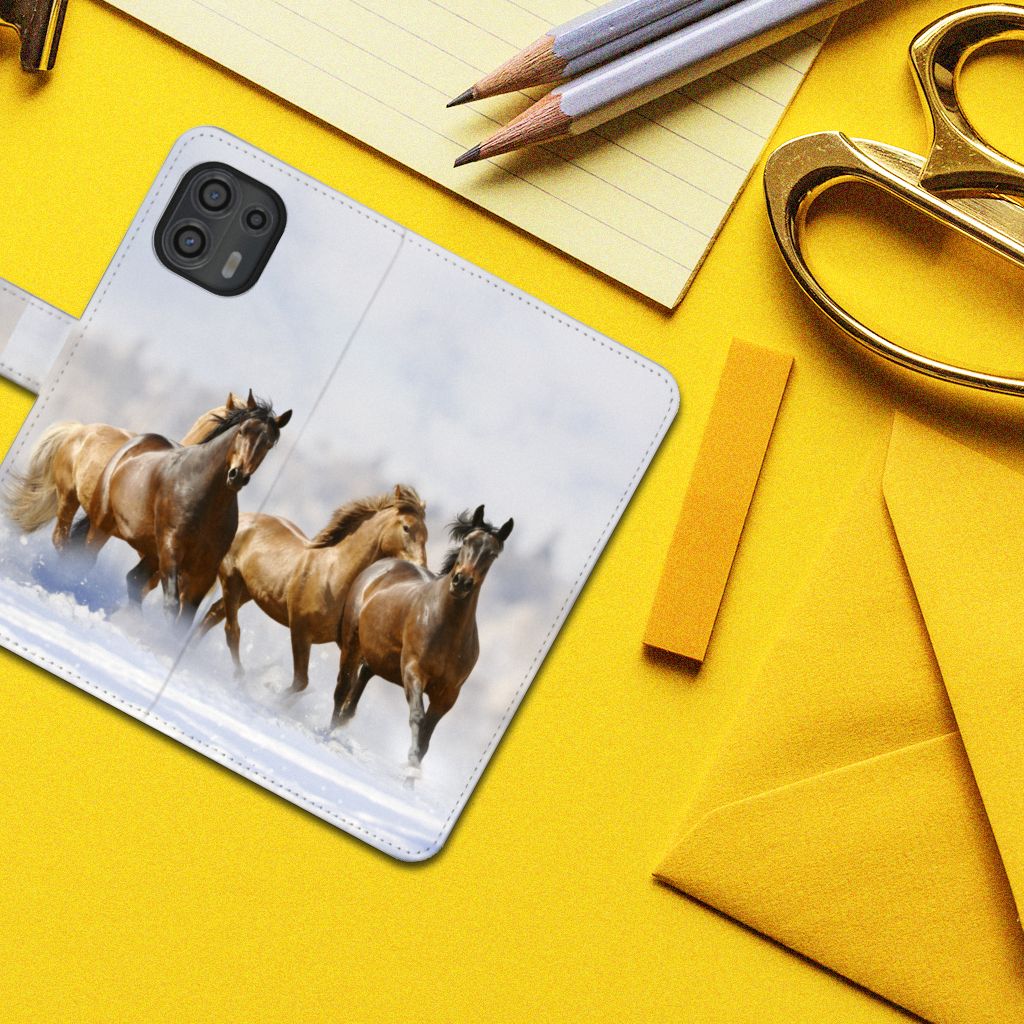 Motorola Edge 20 Lite Telefoonhoesje met Pasjes Paarden