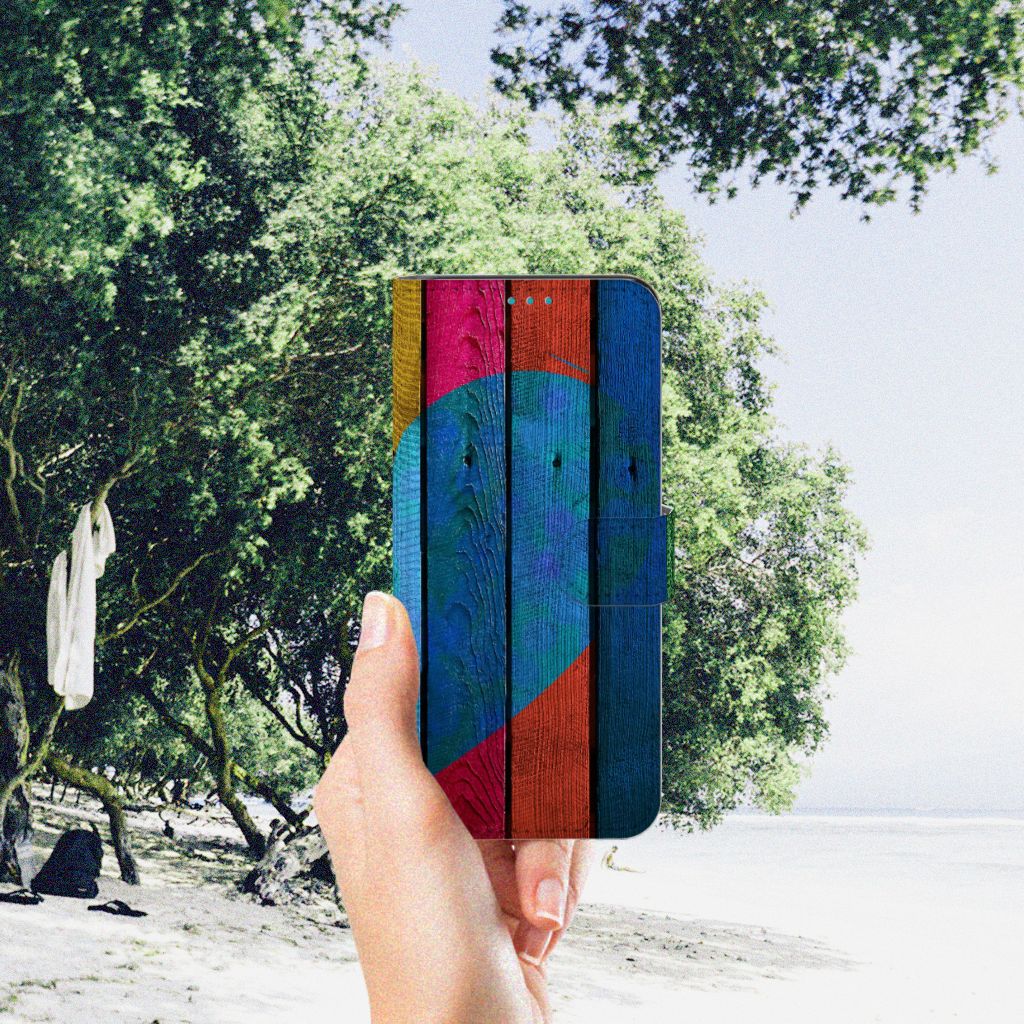 Samsung Galaxy A73 5G Book Style Case Wood Heart - Cadeau voor je Vriend