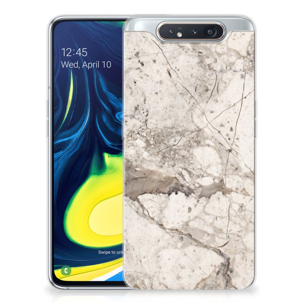 Samsung Galaxy A80 TPU Siliconen Hoesje Marmer Beige