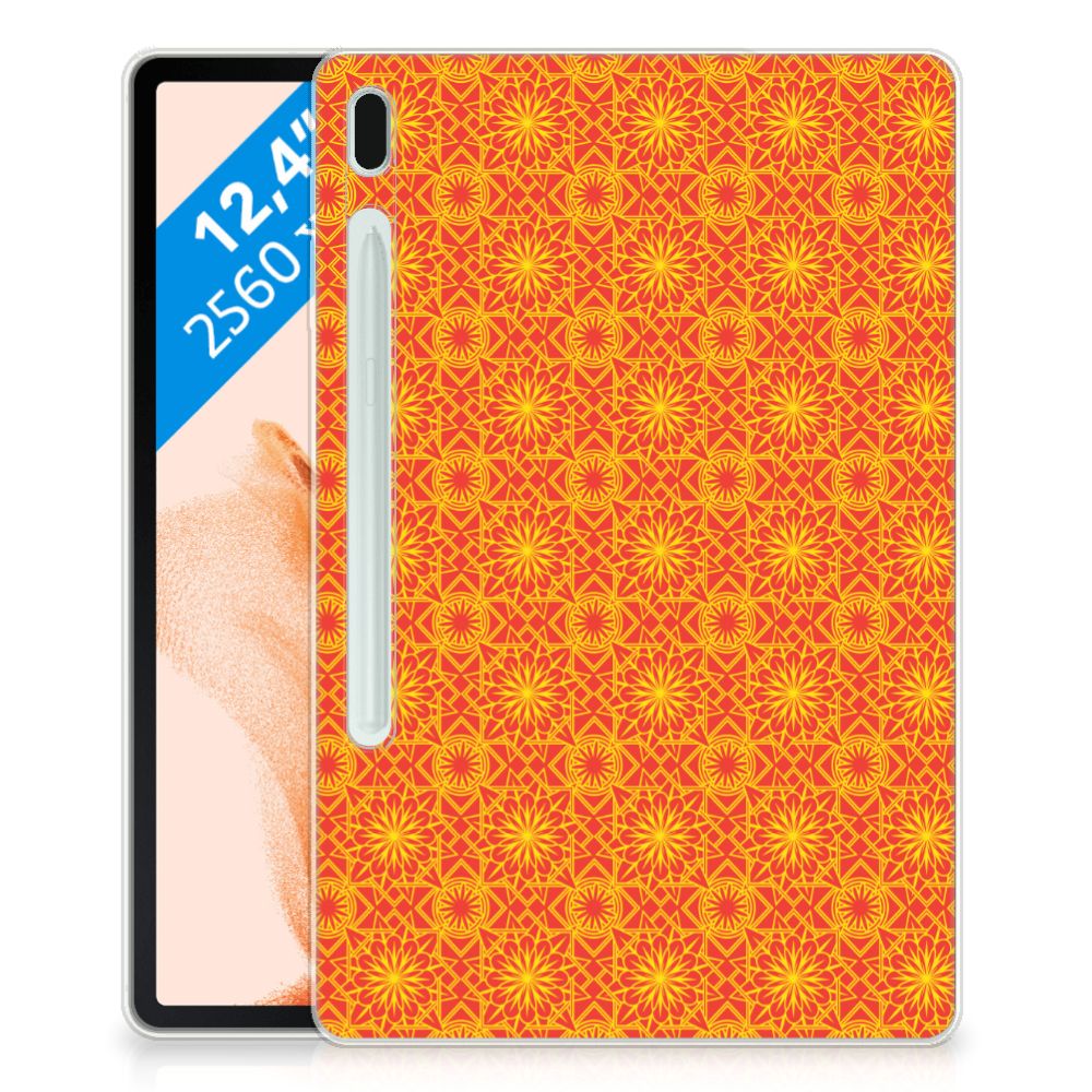 Samsung Galaxy Tab S7FE Hippe Hoes Batik Oranje - B2C Telecom