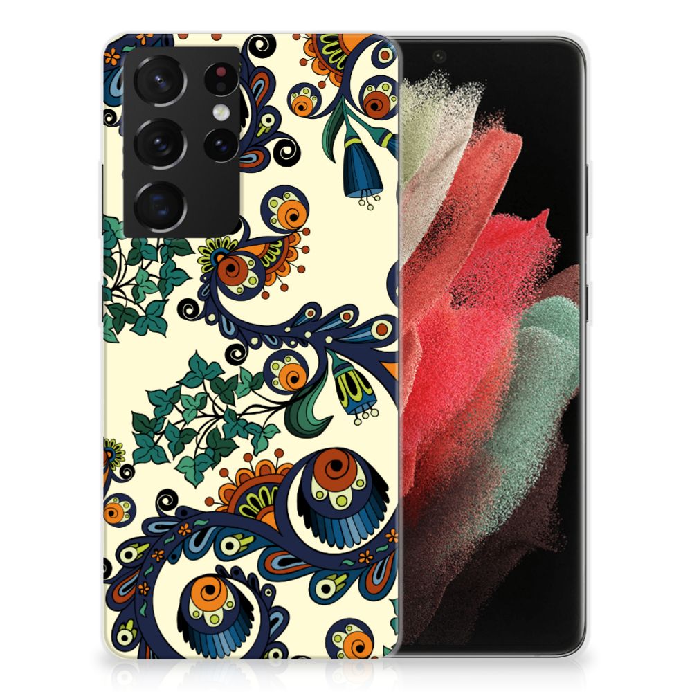 Siliconen Hoesje Samsung Galaxy S21 Ultra Barok Flower