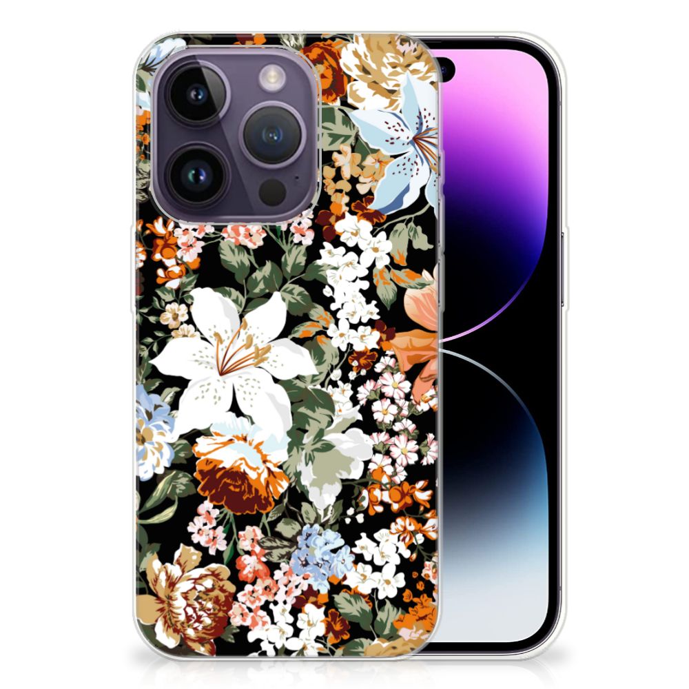 TPU Case voor Apple iPhone 14 Pro Dark Flowers B2C Telecom