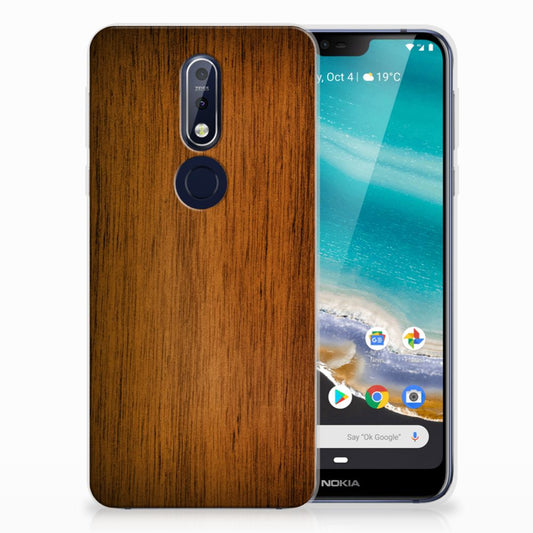 Nokia 7.1 Bumper Hoesje Donker Hout