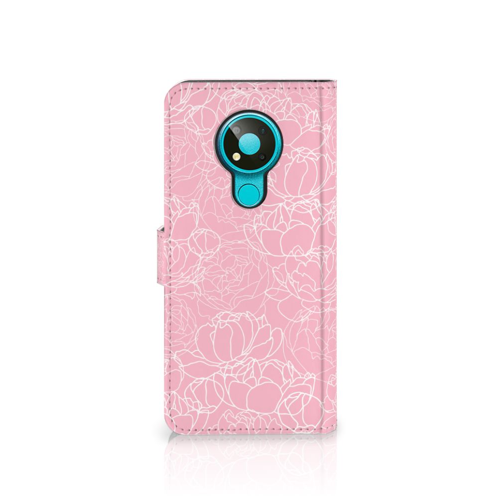 Nokia 3.4 Hoesje White Flowers