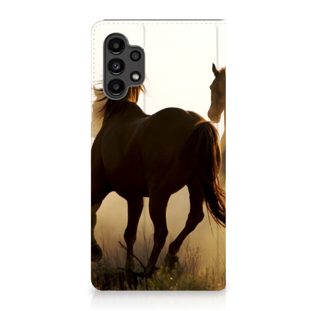 Samsung Galaxy A13 (4G) Hoesje maken Design Cowboy met paardenprint, elegant en stijlvol voor paardenliefhebbers.