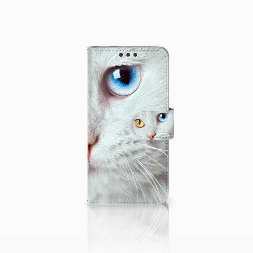 Microsoft Lumia 650 Telefoonhoesje met Pasjes Witte Kat