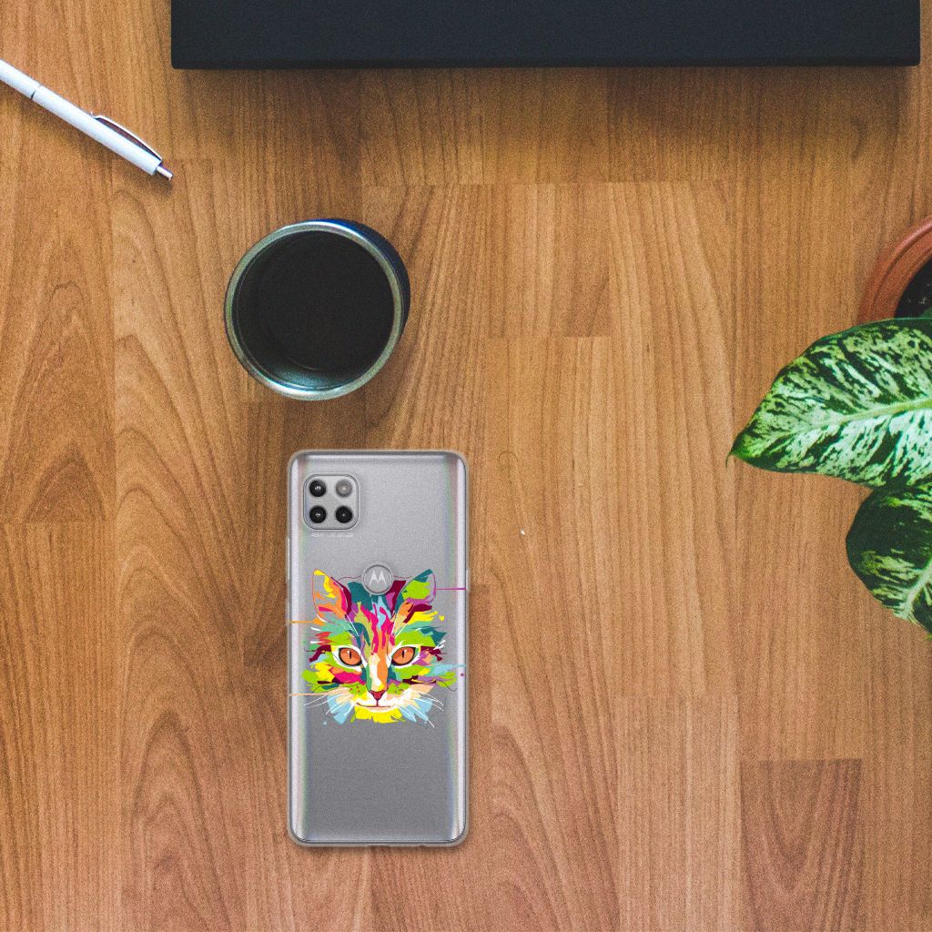 Motorola Moto G 5G Telefoonhoesje met Naam Cat Color B2C Telecom