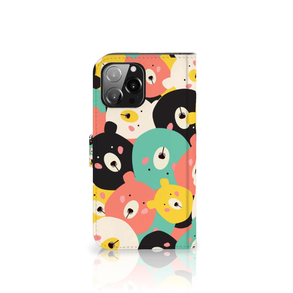 iPhone 13 Pro Max Leuk Hoesje Bears met schattige getekende beertjes in vrolijke kleuren📱
