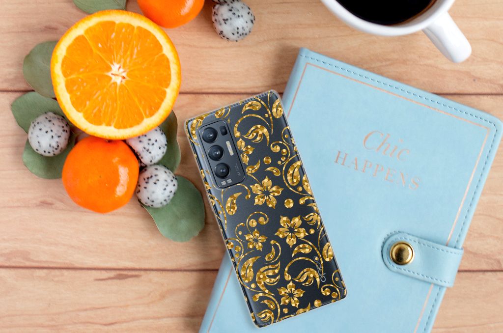 OPPO Find X3 Neo TPU Case Gouden Bloemen B2C Telecom