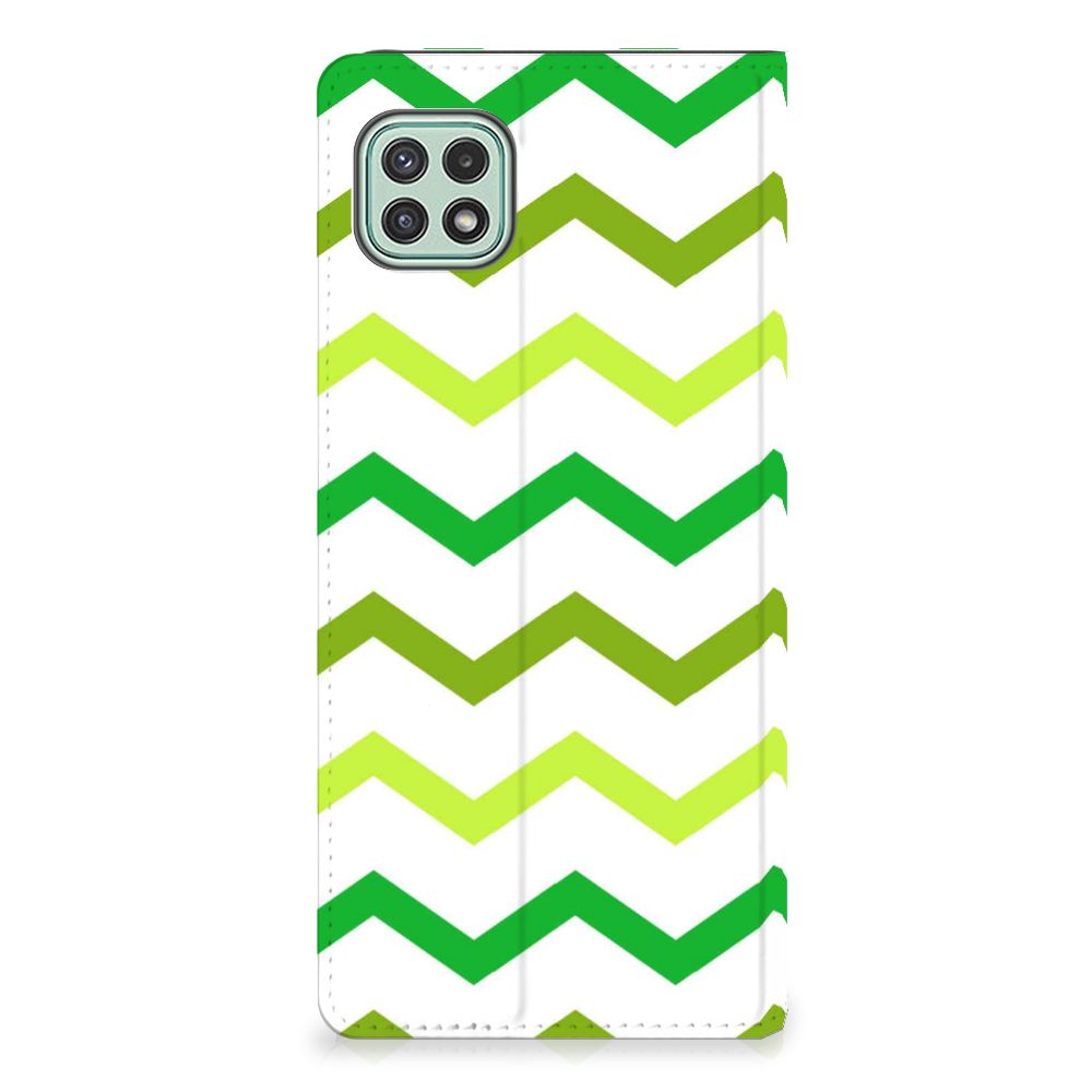 Samsung Galaxy A22 5G Hoesje met Magneet Zigzag Groen - B2C Telecom