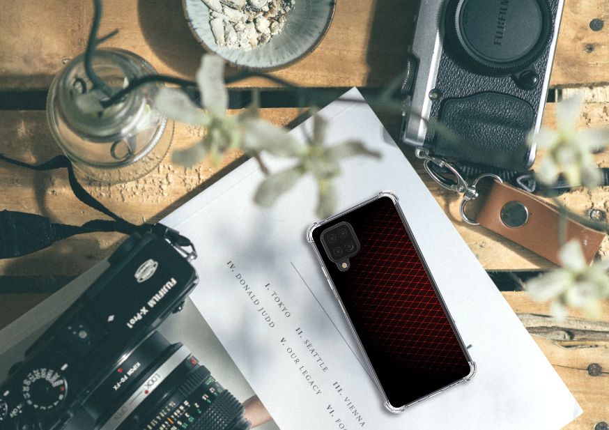 Samsung Galaxy A12 Doorzichtige Silicone Hoesje Geruit Rood - B2C Telecom