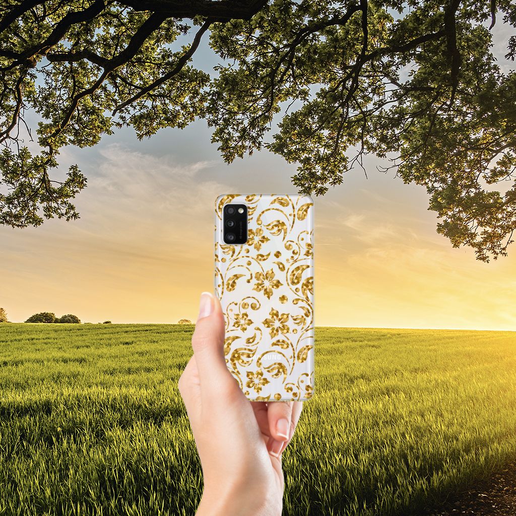 Samsung Galaxy A41 TPU Case Gouden Bloemen B2C Telecom