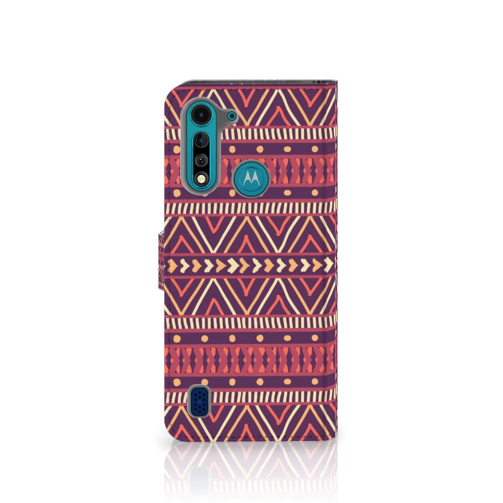Motorola G8 Power Lite Telefoon Hoesje Aztec Paars