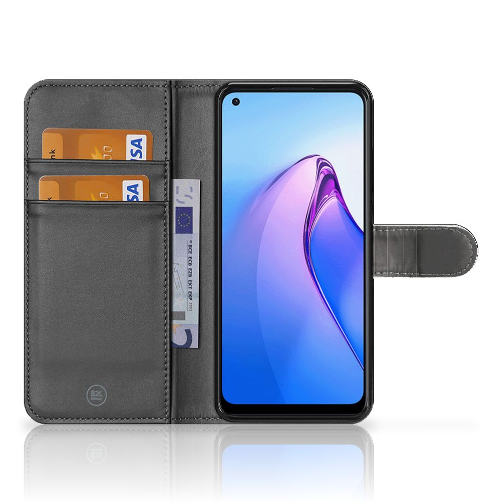 OPPO Reno8 Telefoon Hoesje Geruit Rood met pasjeshouder en strak design