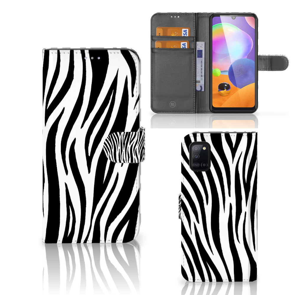 Samsung Galaxy A31 Telefoonhoesje met Pasjes Zebra