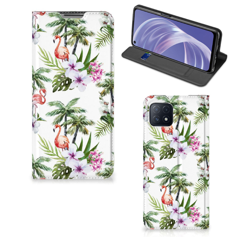 OPPO A73 5G Hoesje maken Flamingo Palms