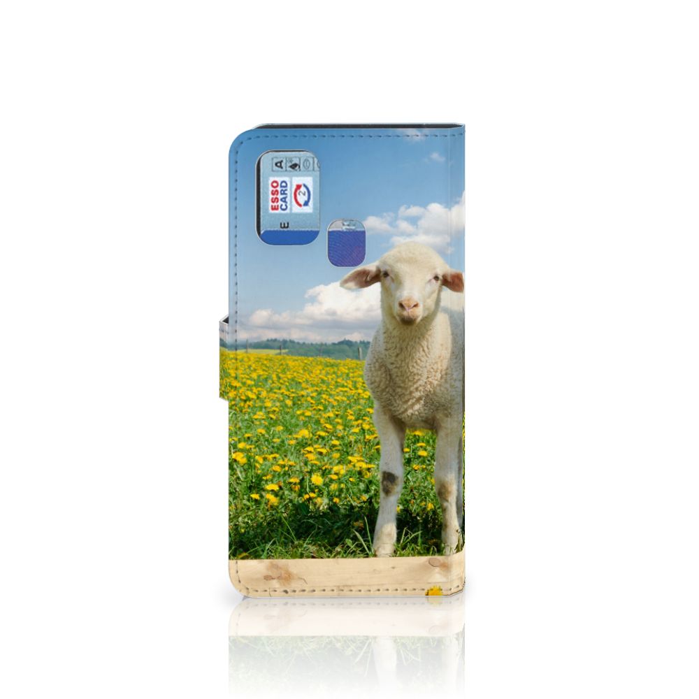 Samsung Galaxy M31 Telefoonhoesje met Pasjes Schaap en Lammetje