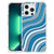 iPhone 13 Pro Max Doorzichtige Silicone Hoesje Waves Blue met een modern golfdesign en flexibele rubberconstructie.