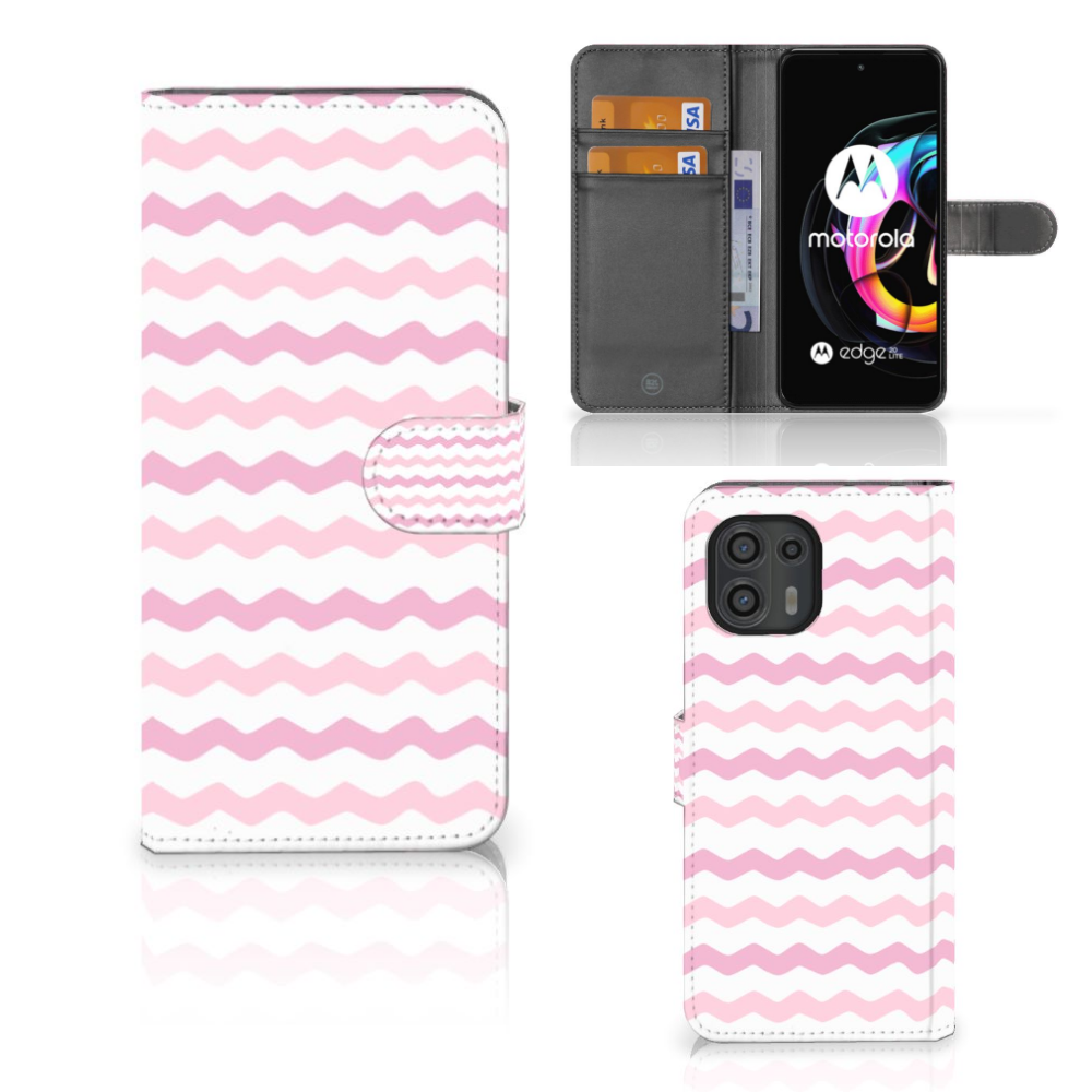 Motorola Edge 20 Lite Telefoon Hoesje Waves Roze
