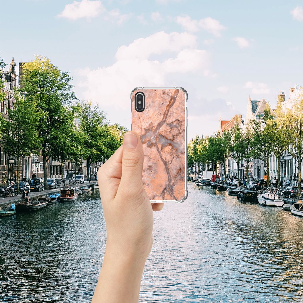 Apple iPhone X | Xs Anti-Shock Hoesje Marmer Oranje