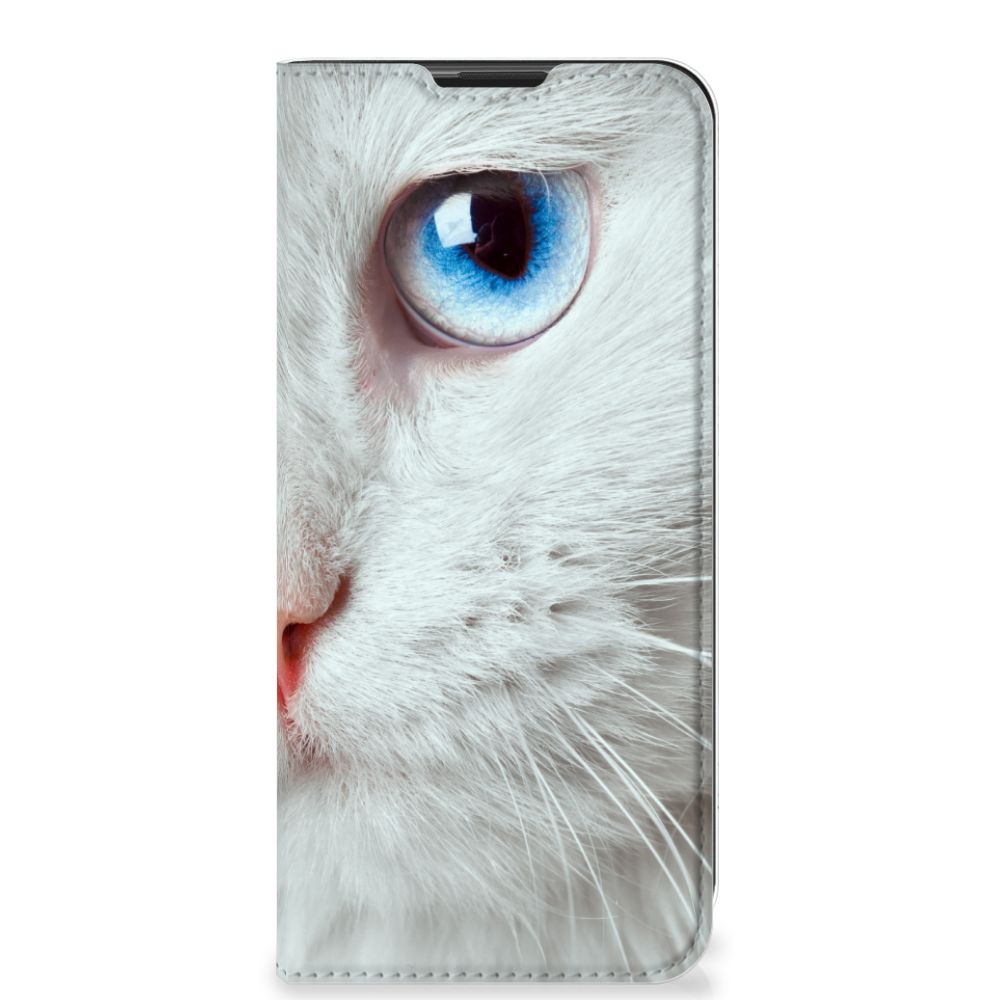 Motorola Moto G9 Play Hoesje maken Witte Kat - B2C Telecom