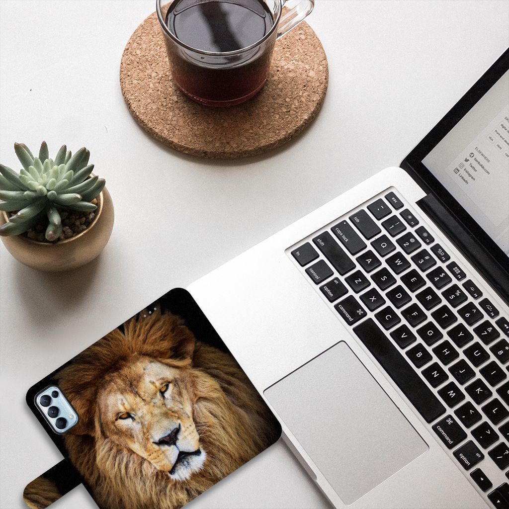 OPPO Find X3 Lite Telefoonhoesje met Pasjes Leeuw