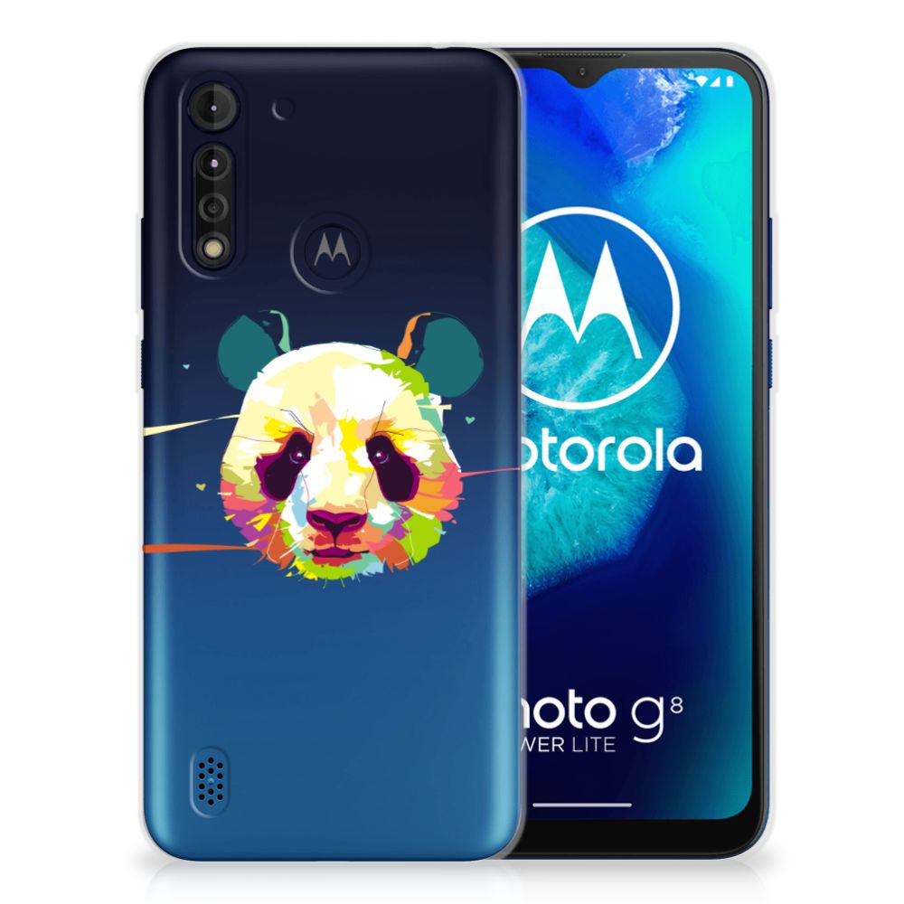 Motorola Moto G8 Power Lite Telefoonhoesje met Naam Panda Color B2C Telecom