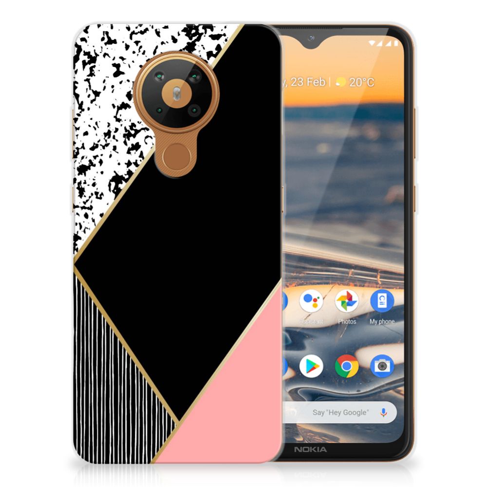 Nokia 5.3 TPU Hoesje Zwart Roze Vormen B2C Telecom