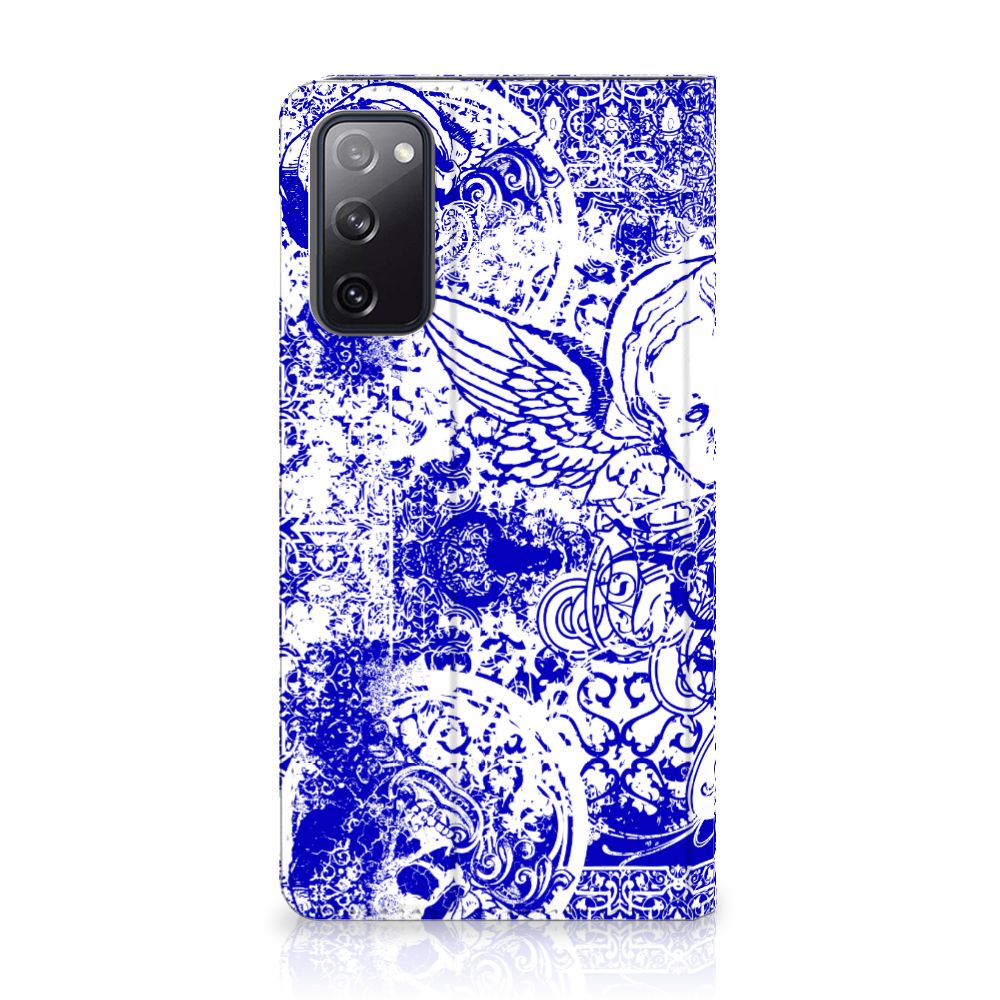 Mobiel BookCase Samsung Galaxy S20 FE Angel Skull Blauw - B2C Telecom