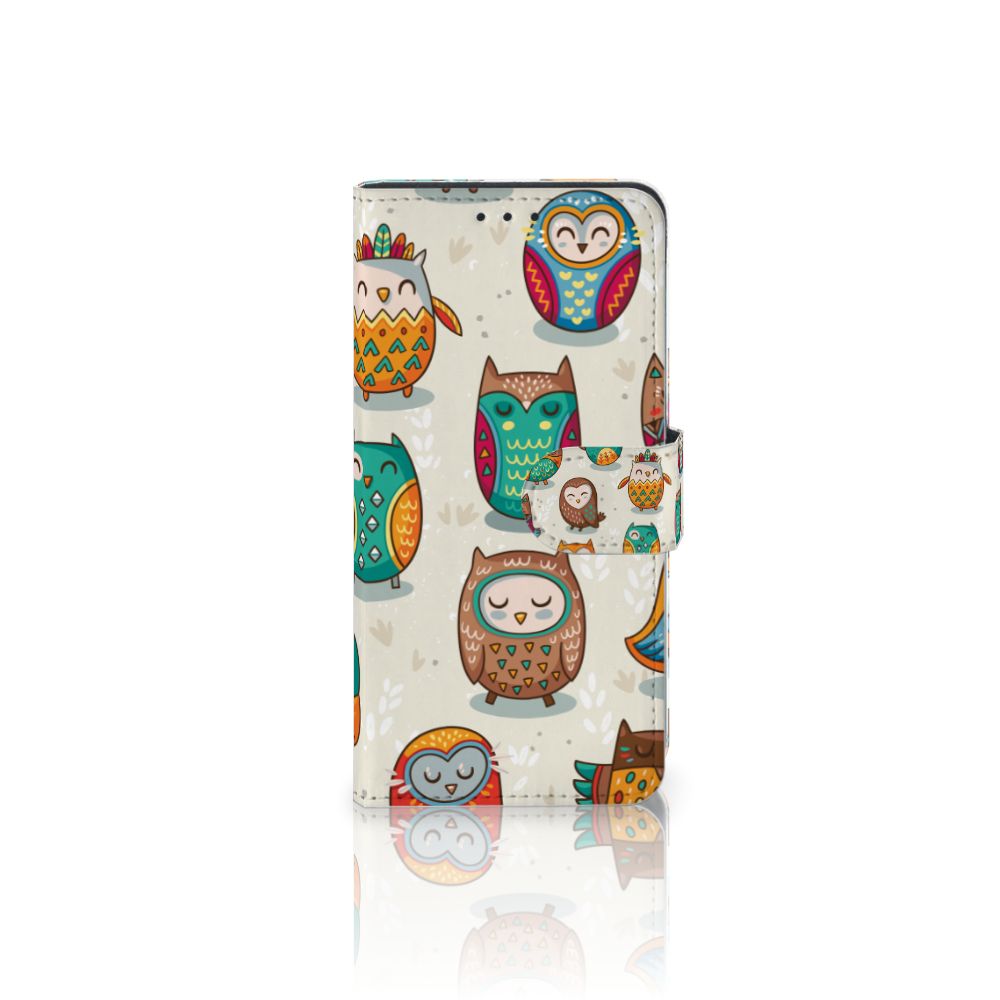 Huawei P40 Telefoonhoesje met Pasjes Vrolijke Uilen