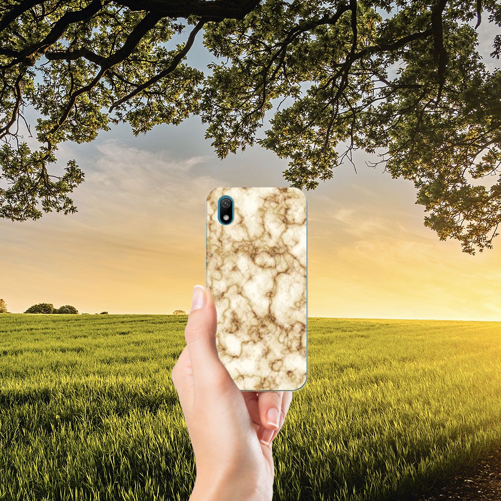 Huawei Y5 (2019) TPU Siliconen Hoesje Marmer Goud