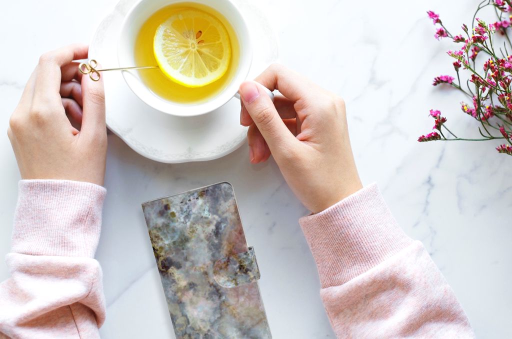 Sony Xperia XZ1 Bookcase Marmer Grijs